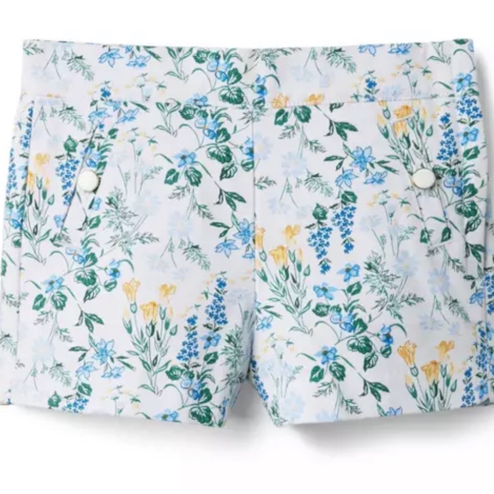 Janie and Jack Floral shorts with button accents and adjustable waist